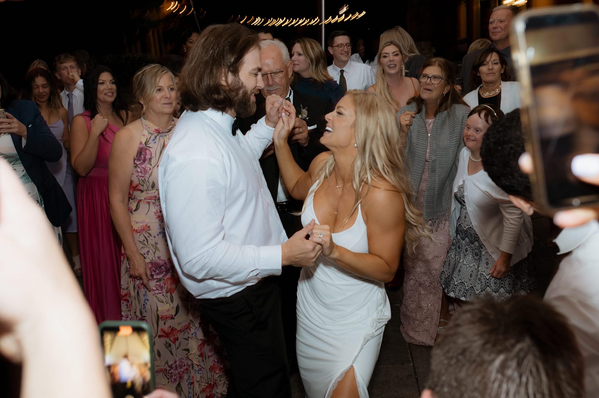 Wedding guests dancing with Asheville DJ entertainment